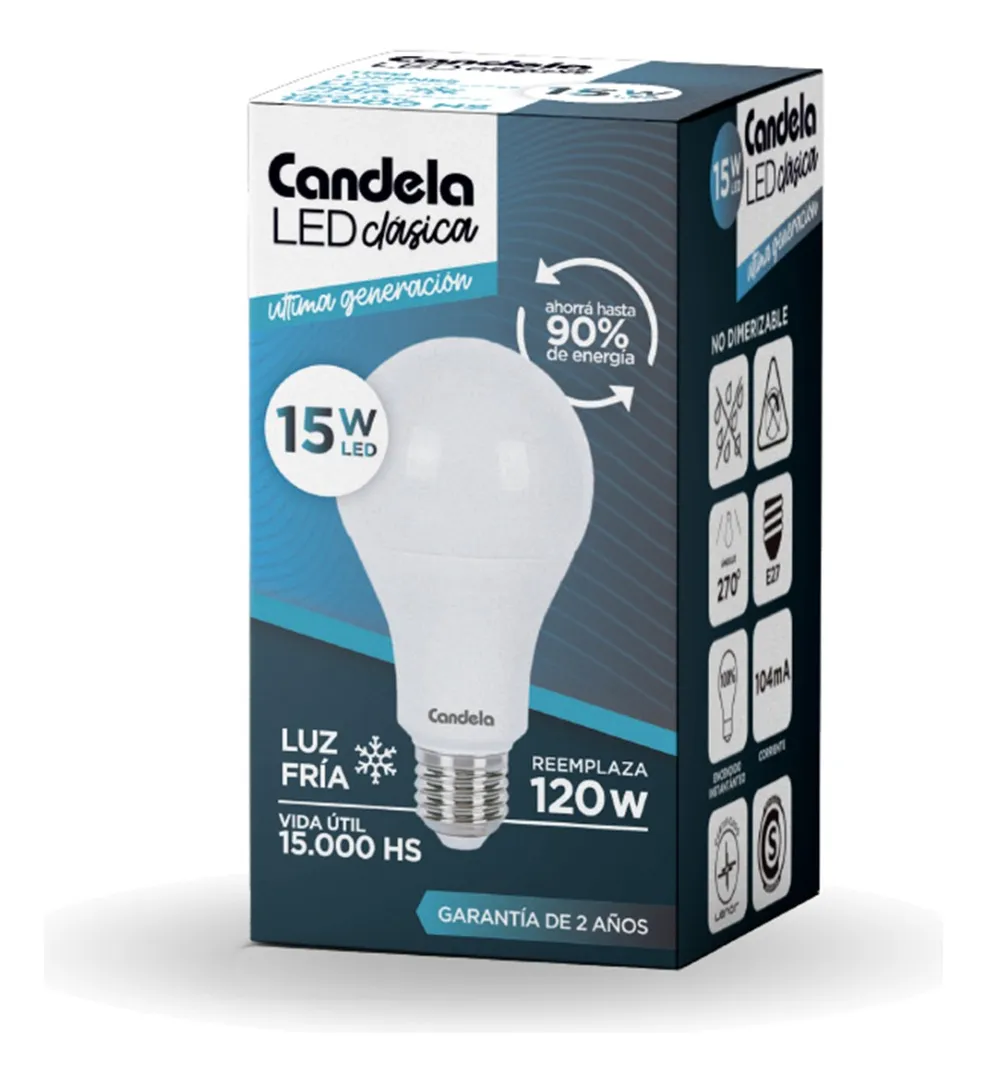 Foco 15w luz fría x1 candela