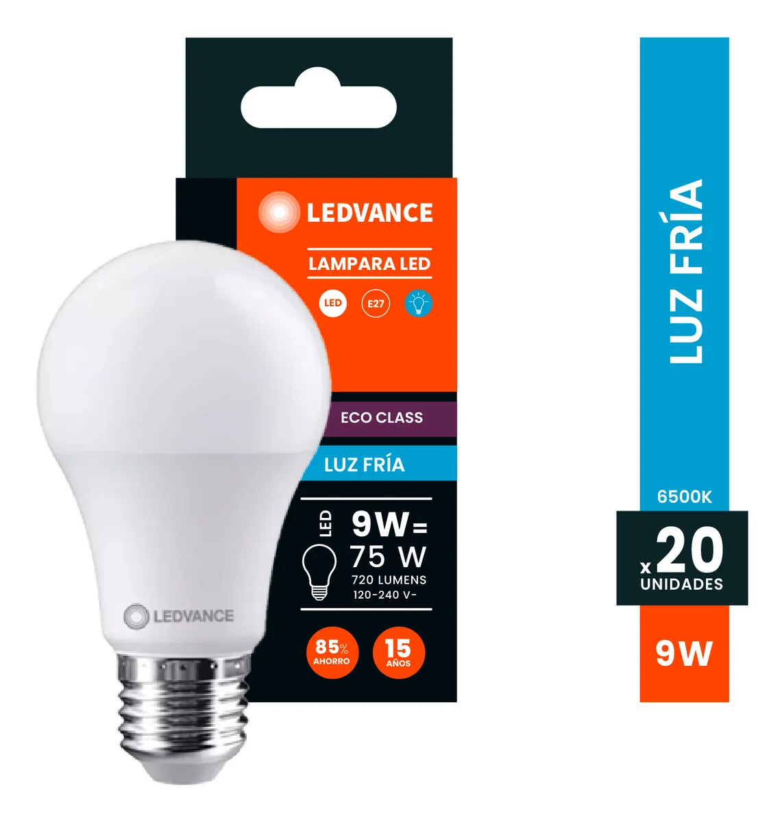 Pack x 20 focos 9w ledvance