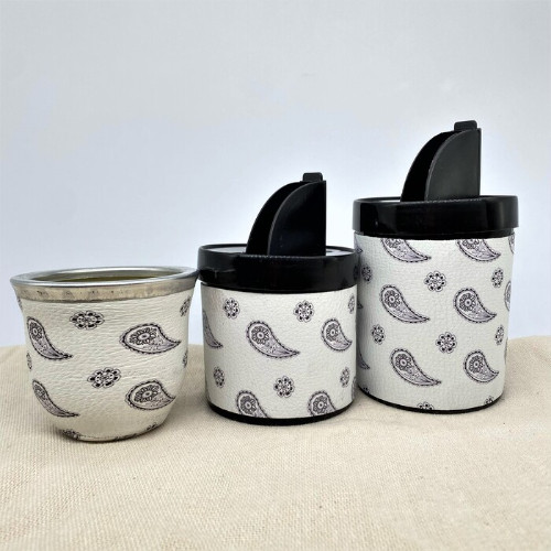 Set latas con mate vidrio 