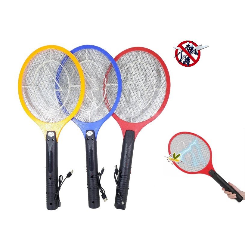 Raqueta recargable matamoscas c/linterna