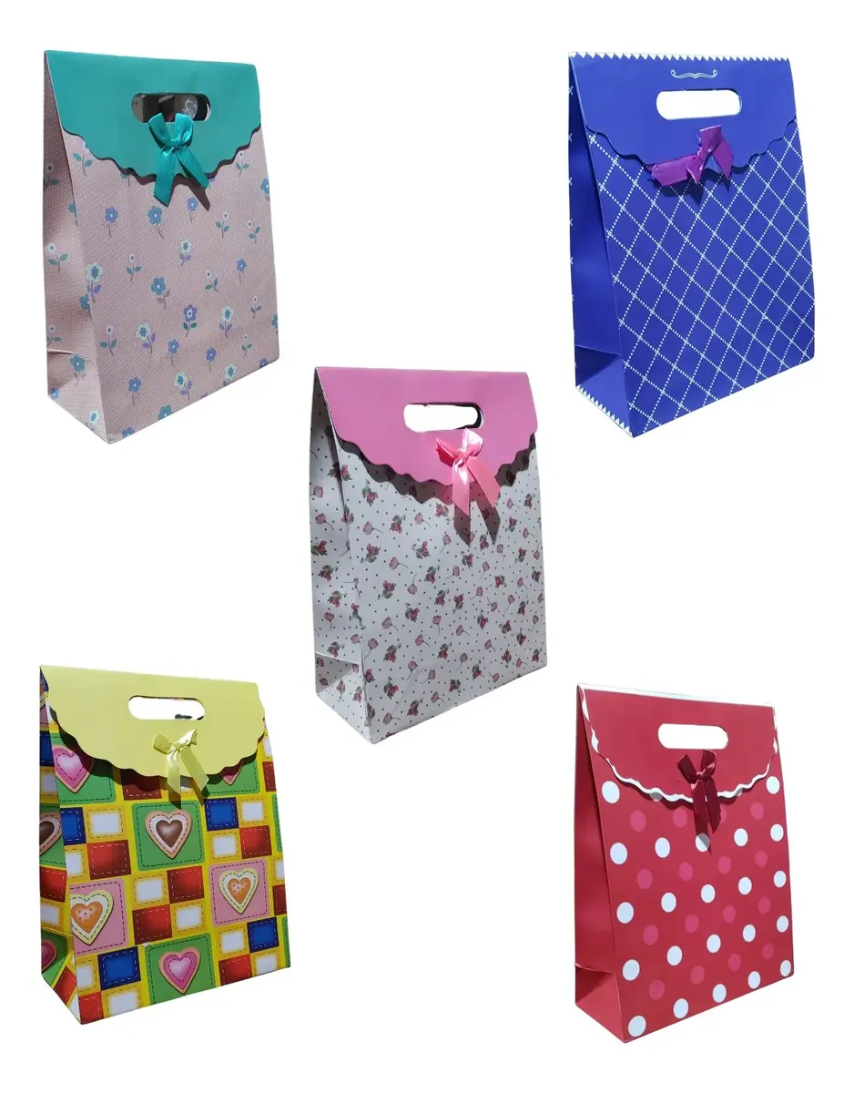 Bolsa papel 13x17  c/abrojo y moño