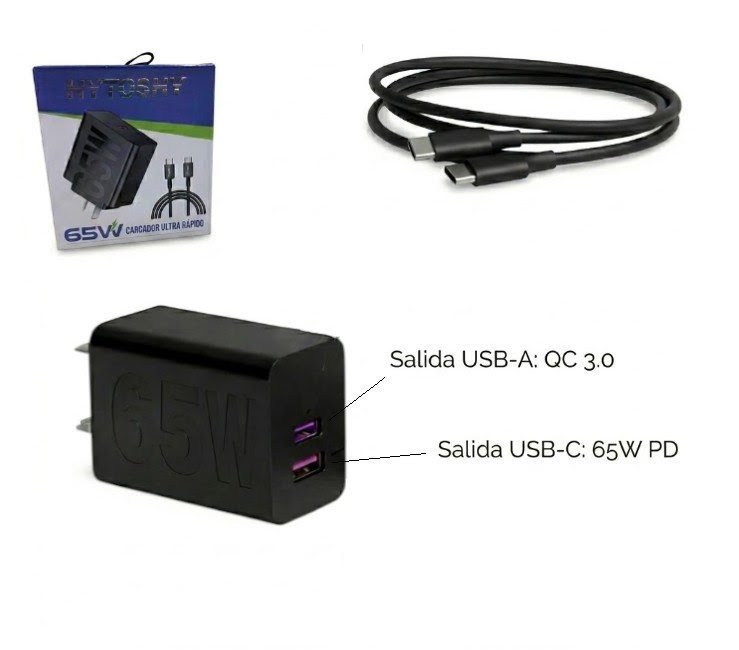 Cargador Hytoshy 68w ultrarápido