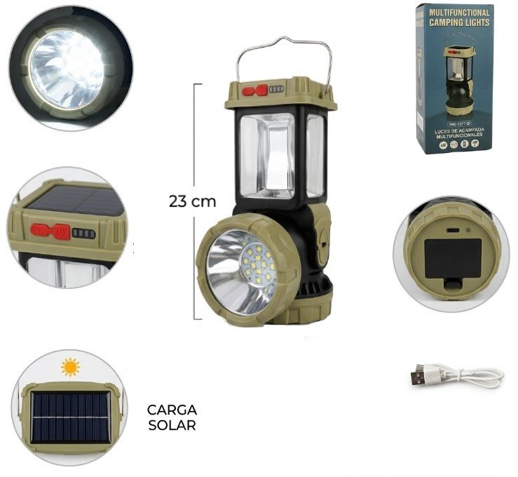 Linterna camping multifunción solar