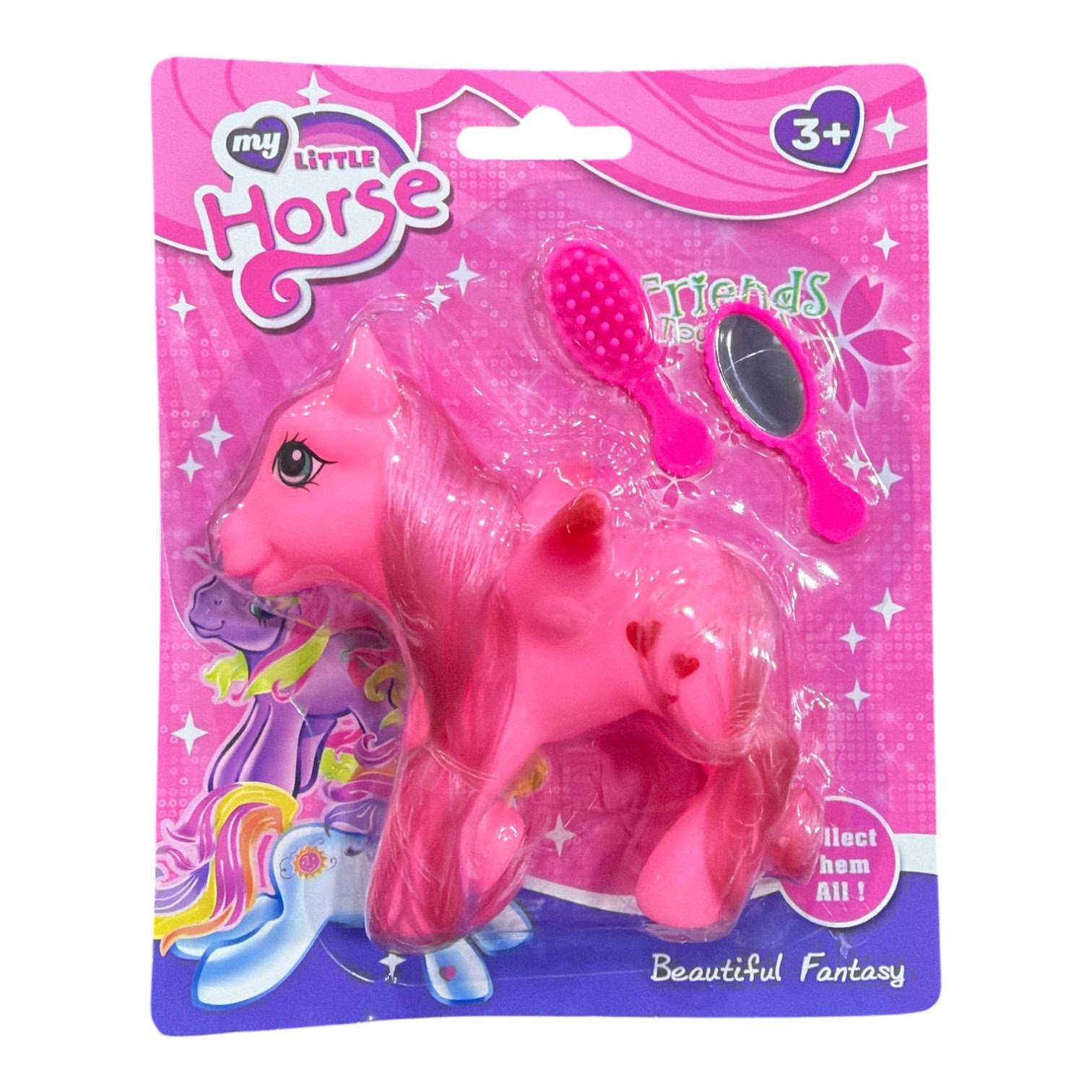 Pony en blister con peine y espejo