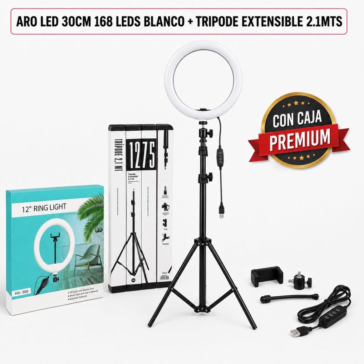 Aro led 30cm + tripode 2.1 metros