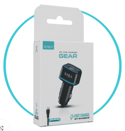 Cargador 12v para auto GEAR mod-504 negro