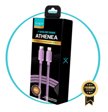 Cable Athenea tipo C a Iphone  mod-098 lila