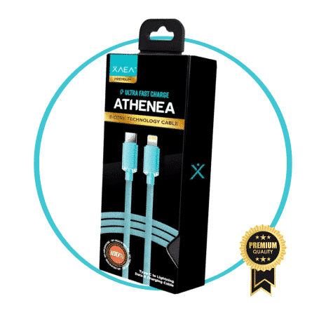 Cable Athenea  Tipo C  a Iphone celeste mod-098